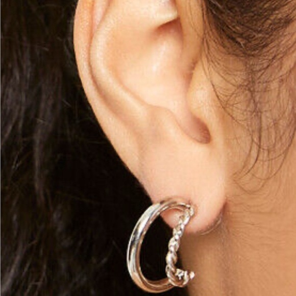 Elegant Silver Hoop Earrings - Picture 1 of 5